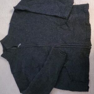 Zip-front lambswool cardigan